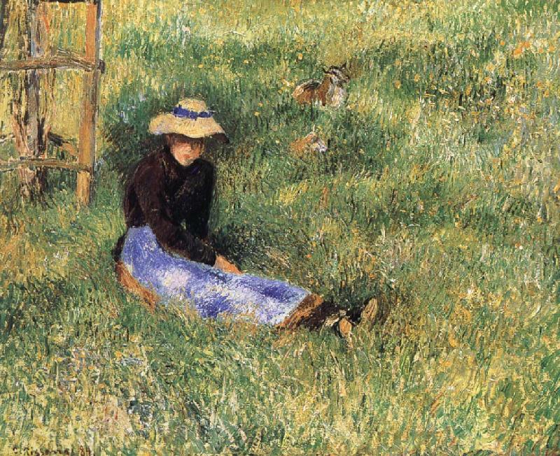 Camille Pissarro Woman and goats oil painting picture
